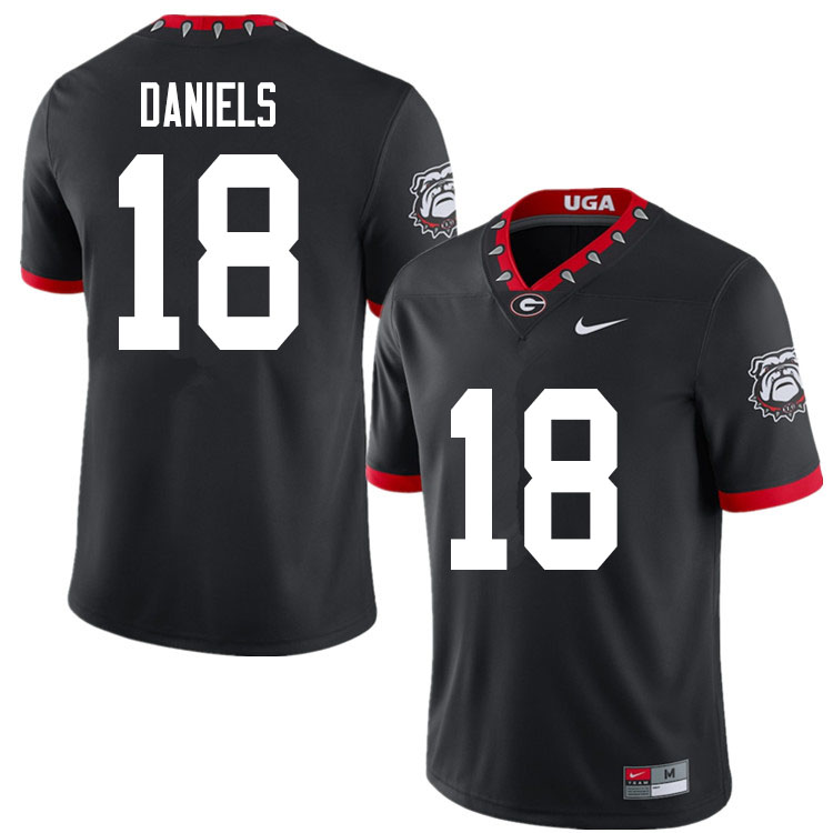 2020 Men #18 JT Daniels Georgia Bulldogs Mascot 100th Anniversary College Football Jerseys Sale-Blac - Click Image to Close